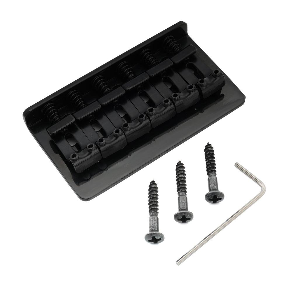 Musiclily Pro 10.8mm Steel Hardtail Fixed Bridge with Vintage Saddles for Imported Strat/Telecaster Electric Guitars, Black