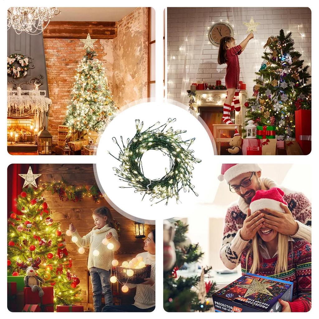 Christmas Tree String Lights 9.8Ft 8-Mode USB Powered Twinkle Warm White LED Christmas Tree Lights For Bedroom Outdoor Garland