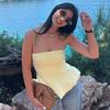 Womens Sleeveless Crop Top With Skirt-Hem Detail Solid Color Fit Office Chic