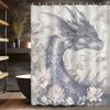 1pc Elegant Asian-Inspired Dragon & Floral Print Polyester Shower Curtain,  Abstract Chinese Style with Grommets & Hooks