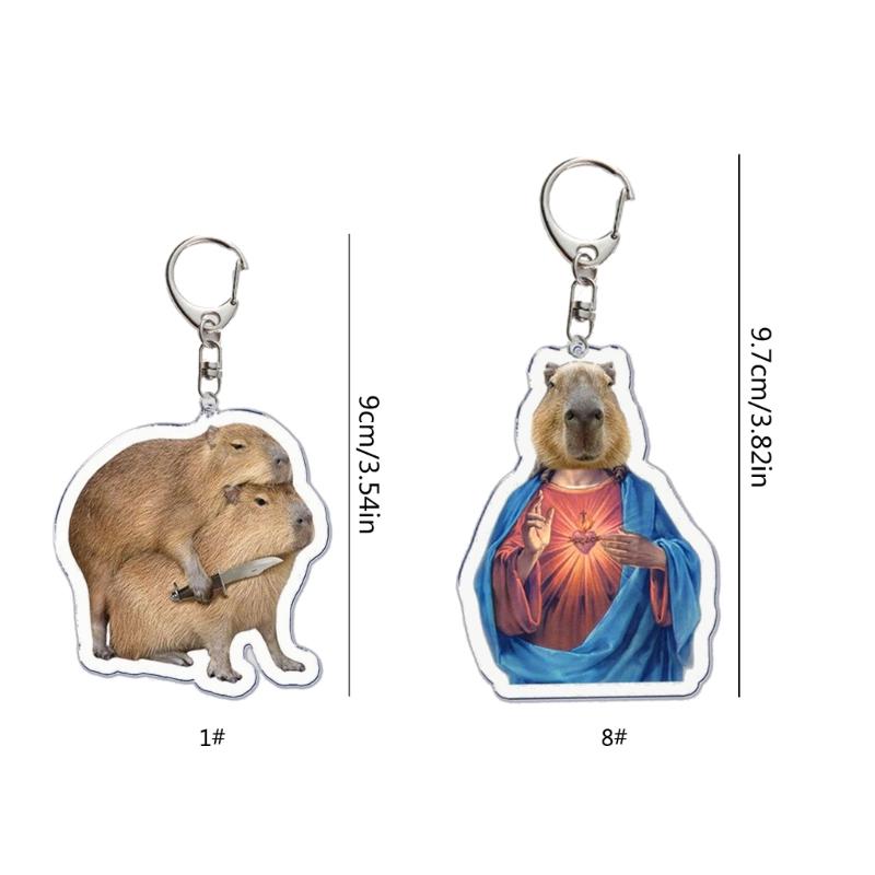 Cute Capybara Acrylic Keyring Cartoon Animal Capybaras Keychain for Keys,Wallets