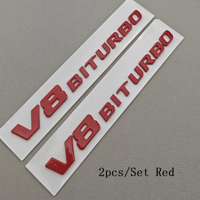 2pcs 3D ABS Car Letter Logo V8 BITURBO Sticker Fender Side Badge Emblem Decal For Mercedes Benz G63 S63 C63 E63 C63S Accessories