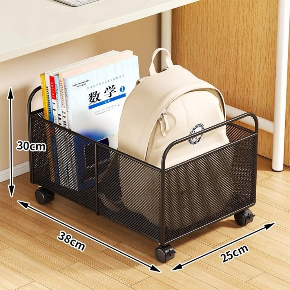Iron Made Mobile Book Storage Box Simple With Wheels Classroom Desktop Organizer Multifunction Rolling Book Cart Entryway Dorm