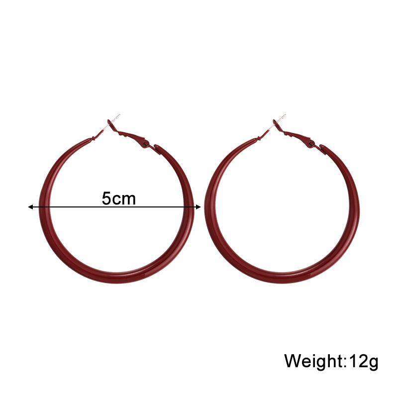 New Trendy Hoop Earrings for Women 50mm Big Hyperbole Colorful Circle Earrings Personality Punk Fashion Ear Accessories Brincos