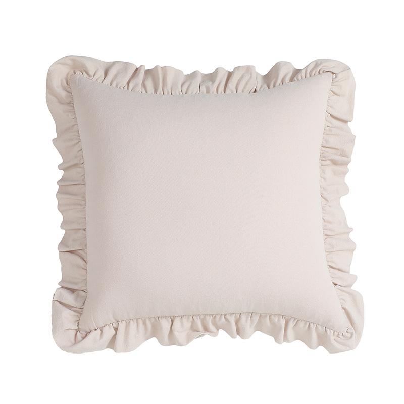 

Новая наволочка из стиранного хлопка с хлопковым грибком и оборками из кружева, мягкая и удобная, однотонная наволочка 45 * 45 (without core)