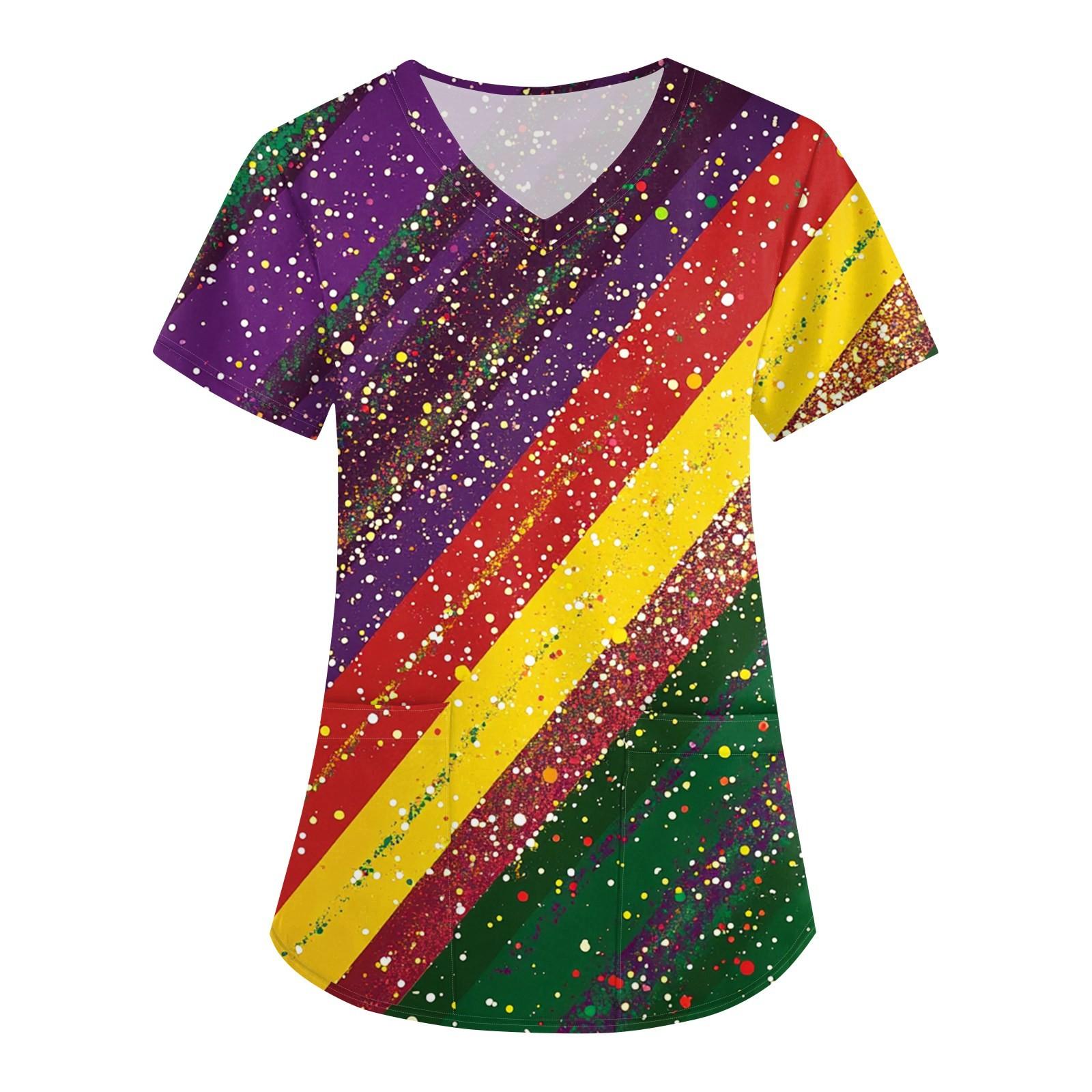 

Женская мода V-образный вырез с короткими рукавами рабочая одежда с карманами карнавальный принт верхняя одежда по уходу XL фиолетовый