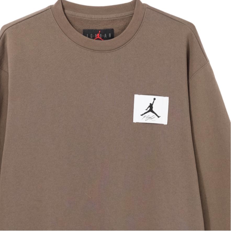 Jordan Solid Color Logo Print Crew Neck Pullover Sweatshirt Men Tops Light-Brown FB3910-274