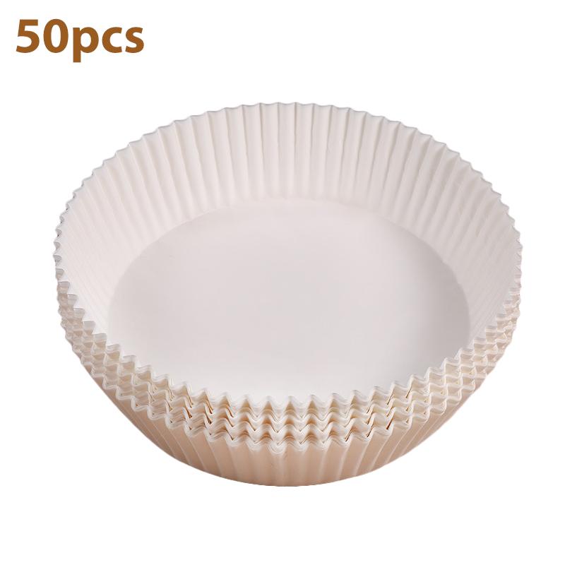 

20 см одноразовый бумажный вкладыш для фритюрницы антипригарный коврик пергамент премиум класса древесная масса круглый бумажный вкладыш для пароварки дропшиппинг 50pcs white