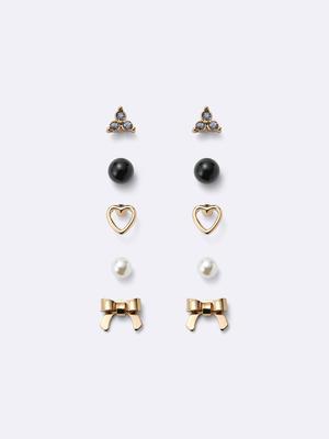 Ribbon   Multi Mini Earrings 5p