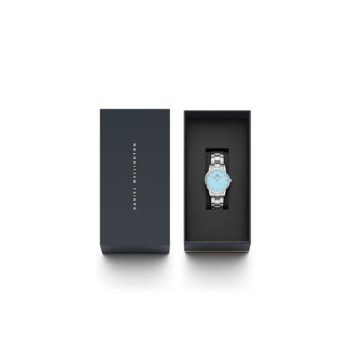 [Official Limited Edition/2-Year Warranty/Limited Edition] Daniel Wellington DW Iconic Link Pastel Capri Watch for Men and Women, 36mm, Blue Dial, Sil