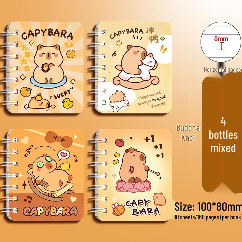 Capybara Cartoon Pocket Notebook for Primary Students - Cute, High-Value, Portable, Small Size