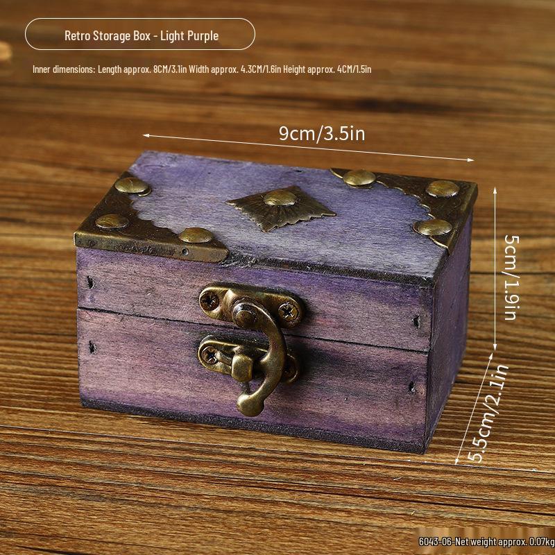 Retro Multi-Color Wooden Jewelry Box: Home Ornament & Escape Room Prop