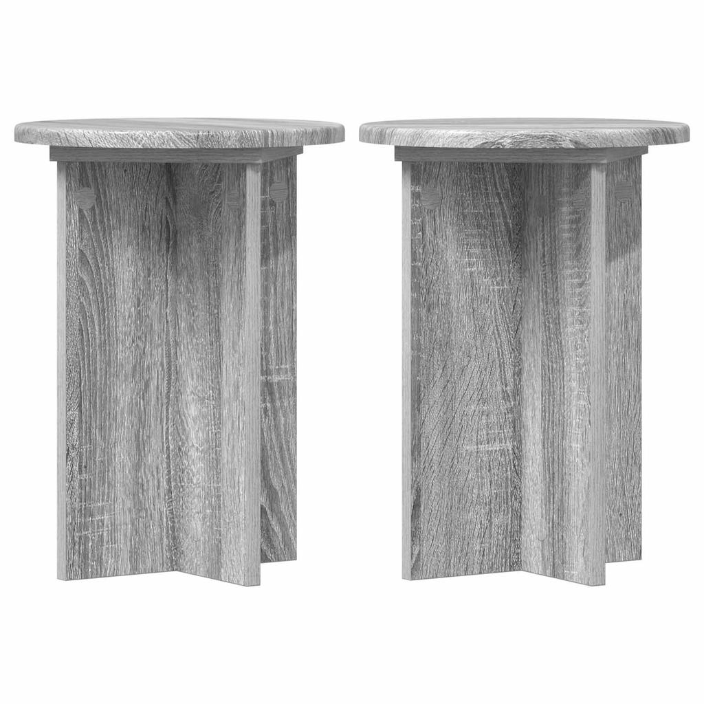 Plant Stand 2 Pcs Grey Sonoma Ø29.5 X 40 Cm Engineered Wood