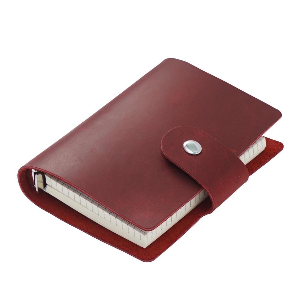 Caderno de Bolso A8 em Couro Genuíno - Fofo, Portátil, Diário/Agenda de Folhas Soltas.