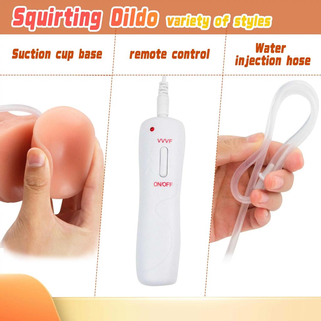 Remote Control Silicone Penis Dildo Vibration Telescopic Water Spray Realistic Super Strong Suction Cup Female Masturbation Toy
