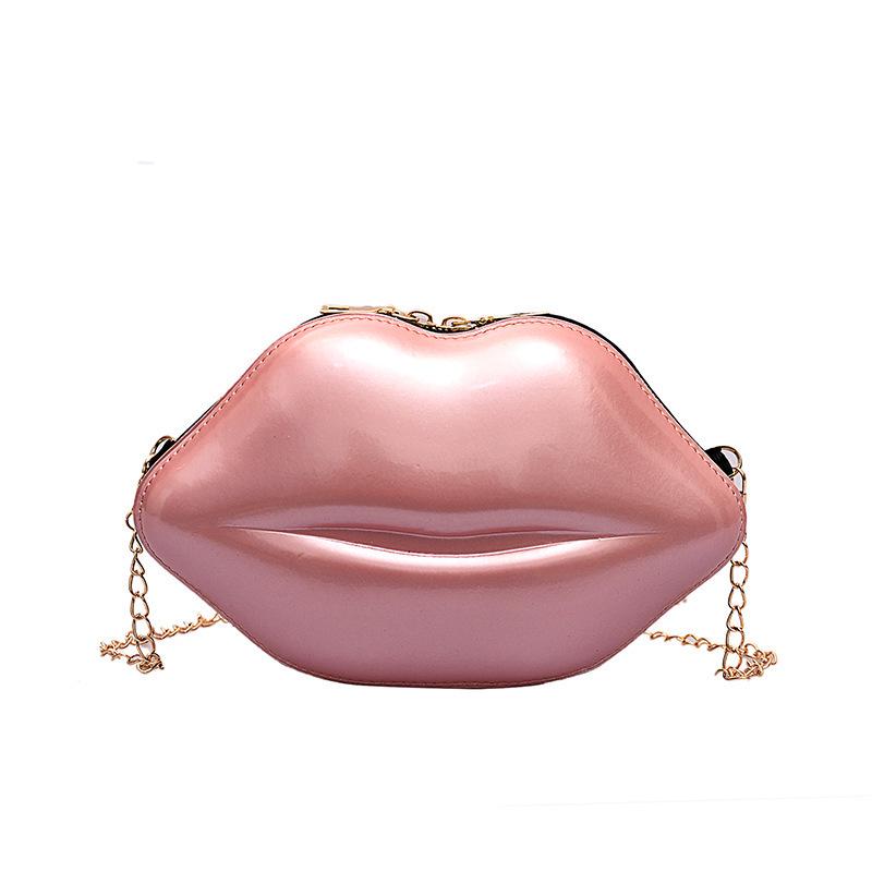 2024 Fashionable Women's Versatile Structured Chain Shoulder Crossbody Bag - Lip Design