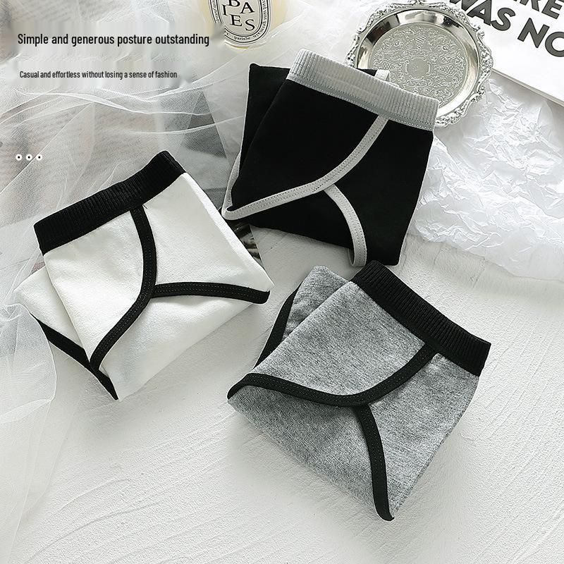 Japanese Cotton Women's Mid-Waist Sporty Color Block Triangle Panties
