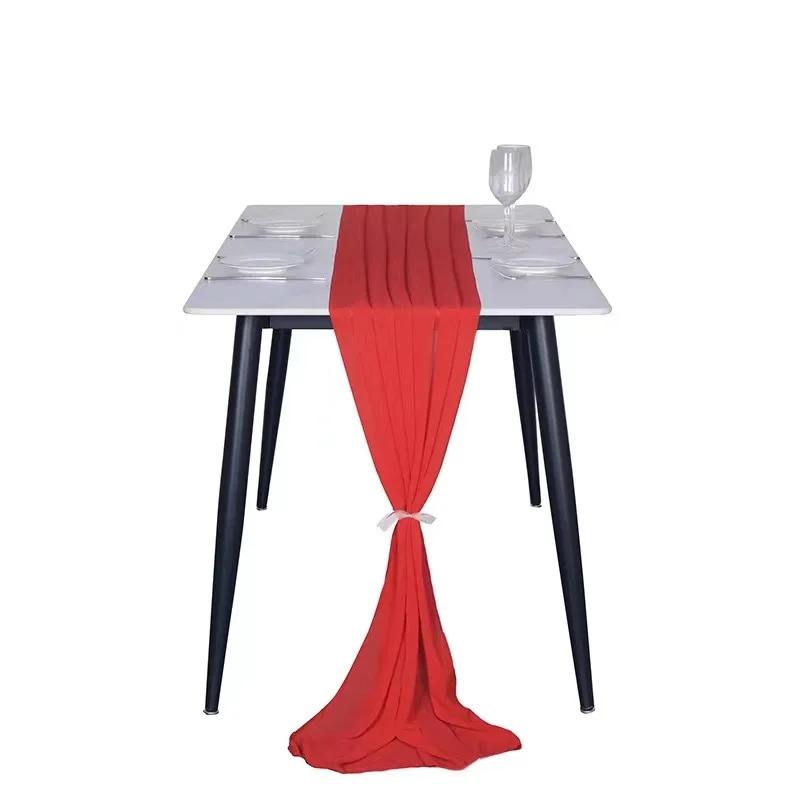 Sheer Chiffon Luxury Solid Colorful Table Runner Blue Rustic Boho Wedding Party Bridal Shower Birthday Home Christmas Decoration