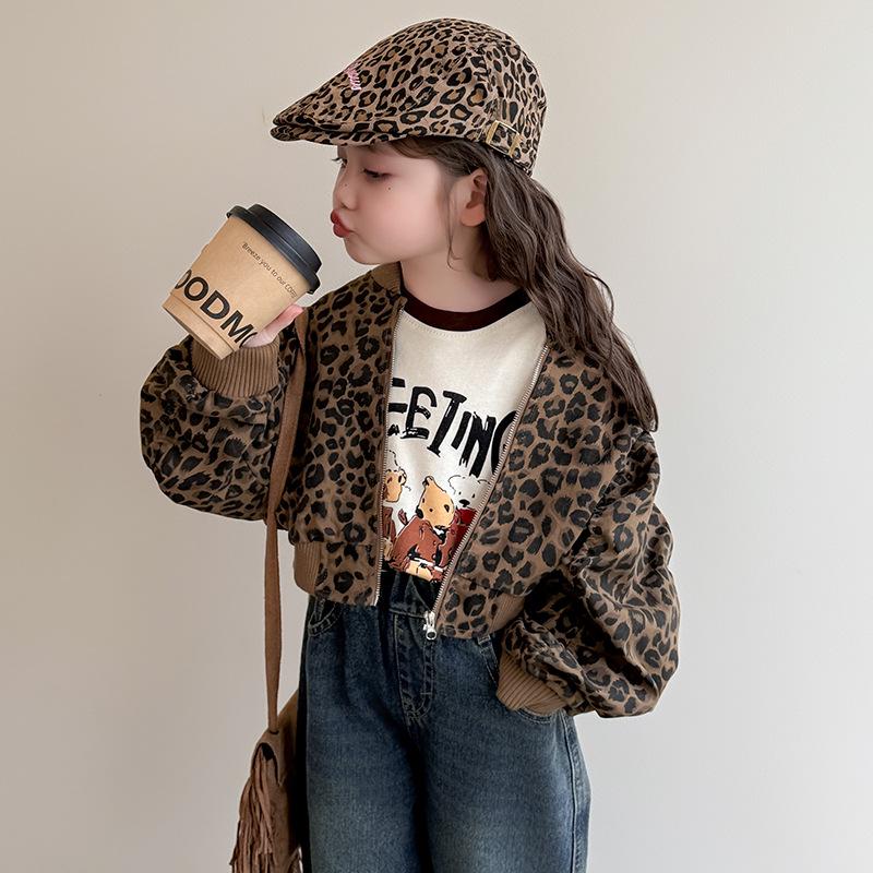 

Girls Stylish Leopard Print Jacket - Autumn 2025 Trend 100cm кофейный