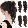 Synthetic Wig Y2K Hotties Long Curly Fluffy Curly High Ponytail Grab Wig Elegant Women Half Waterfall Clip-on Hair Extensions Paired with a Bow Tie