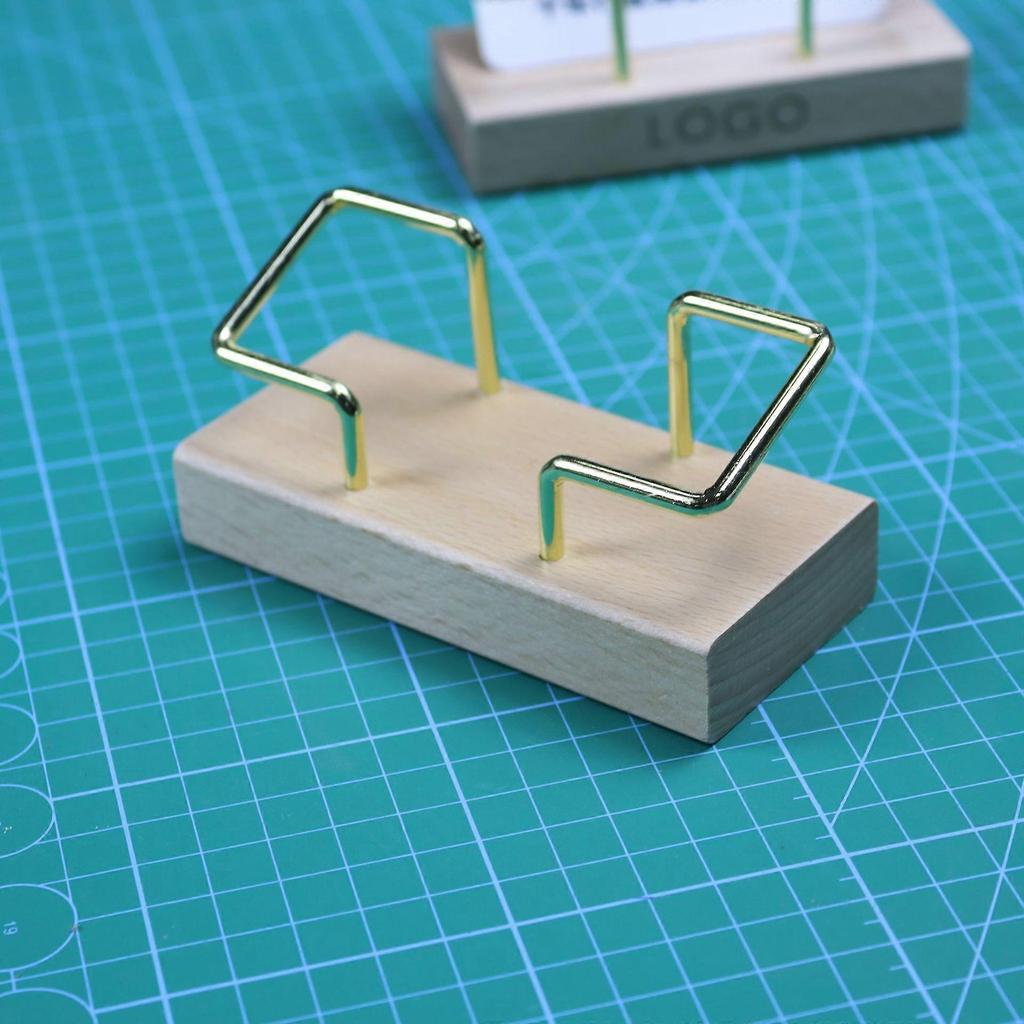 11x4.6x2cm Wooden Business Card Holder Business Card Holder for Desk with Golden Accents Display Stand Postcard Holder for Office Home Desktop Office