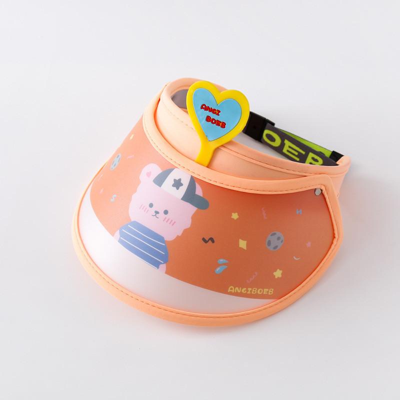 Summer Sun Hat For Children With Cartoon Design And Breathable Fabric Orange A