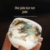 Mutton Fat Jade Porcelain Dragon & Phoenix Teacups