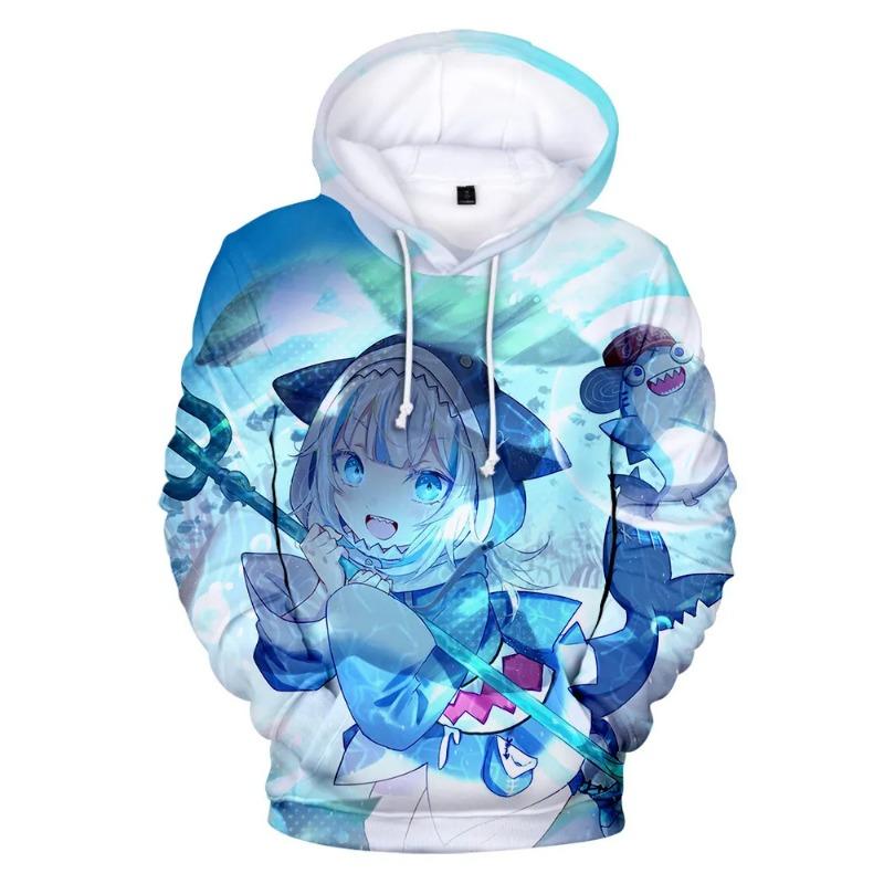 Hololive VTuber Kawaii Gawr Gura Cosplay 3d Print Hoodies & Sweatshirts Man Women Pullover Coat Y2k Top Oversized Men's Coat