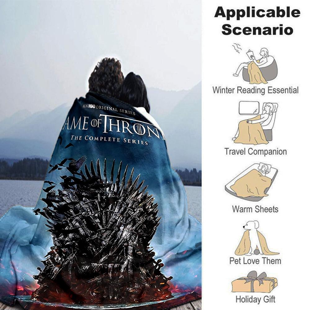 1pc Game of Thrones The Complete Series Flannel Blanket Soft Warm Throw for Home, Office, Travel, All-Season Cozy Bedding GiftL1258