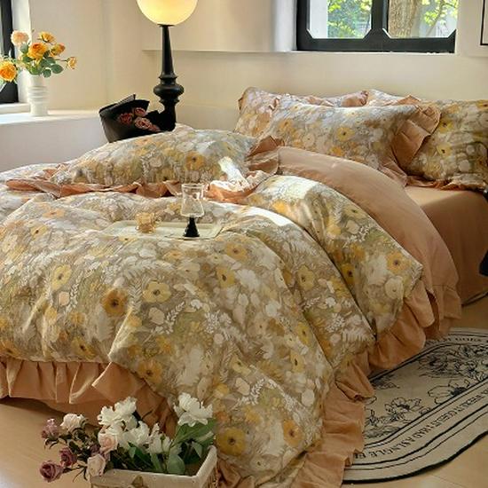 Verdicktes Winter-Baumwoll-Doppellagen-Musselin Französisches Bettwäsche-Set Klasse A & Bettbezug-Set