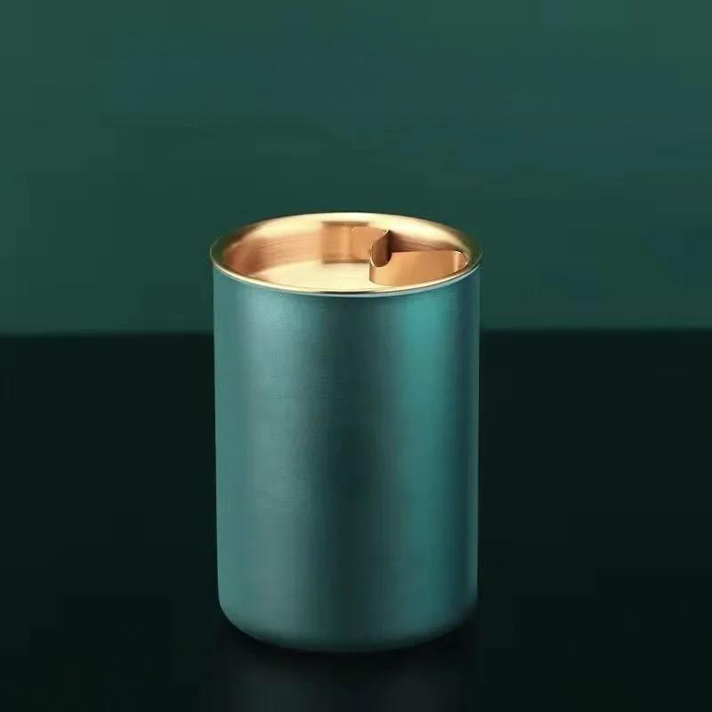 Ashtray Stainless Steel Ashtray With Lid Round Windproof Stainless Steel Smokeless Cigar Ashtray Patio Indoor 1PC