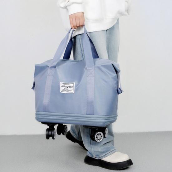 Expandable Duffle Bag Rolling Weekender Tote with Wet Pocket Overnight Duffel with Removable Casters for Travel Fitness Business Trips