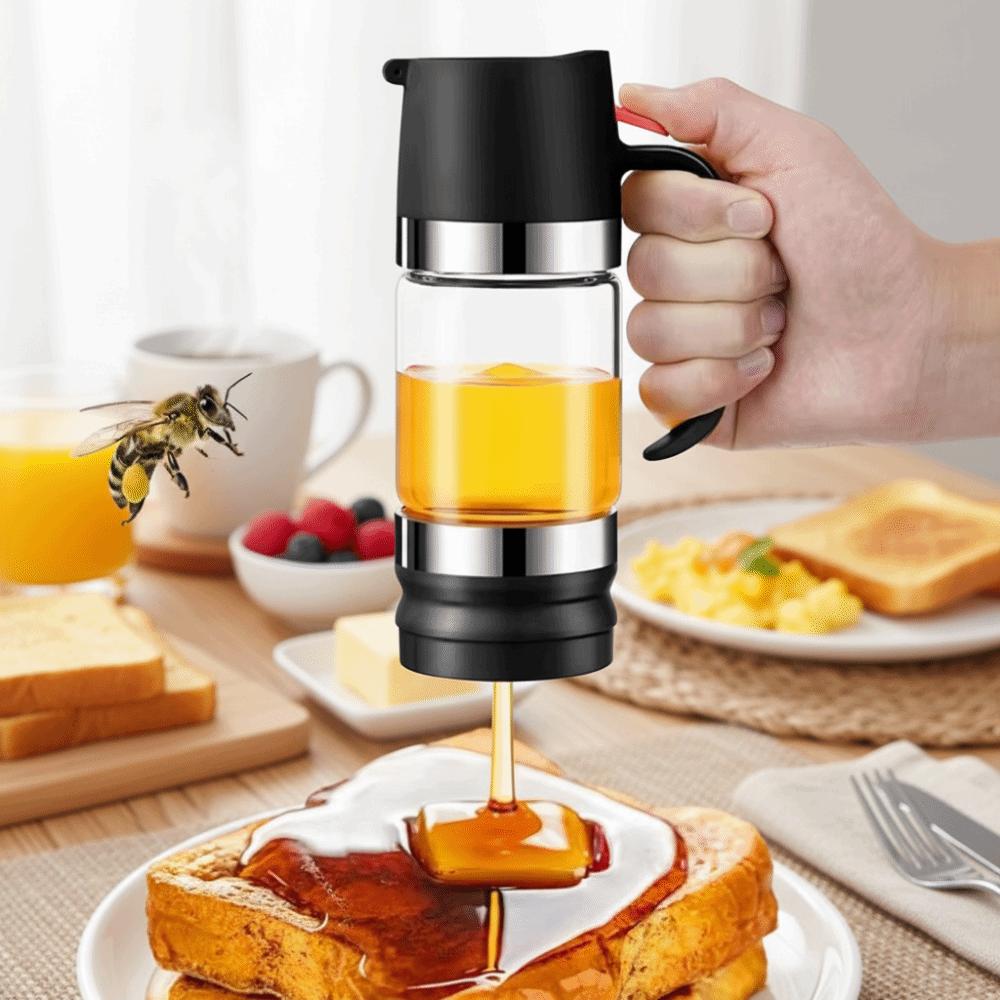 Kitchen Tool 300 ML Glass Honey Dispenser Clear Leak-proof Honeys Bottle Sealed Press Type Syrup Dispenser Coffee