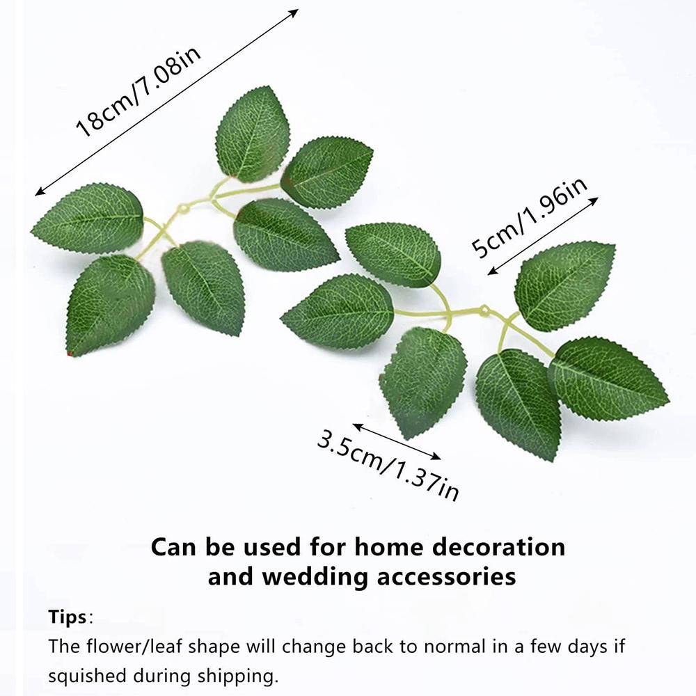 

10/15/20/25/30/50/80/100Pcs Artificial Rose Leaves Fake Leaves for Roses Decorations Faux Silk Green Leaves for Wedding Bouquets 10Pcs