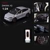1:24 Model X Model Y Tesla Model 3 Alloy Die Cast Toy Car Model Sound and Light Children's Toy Collectibles Birthday Gift