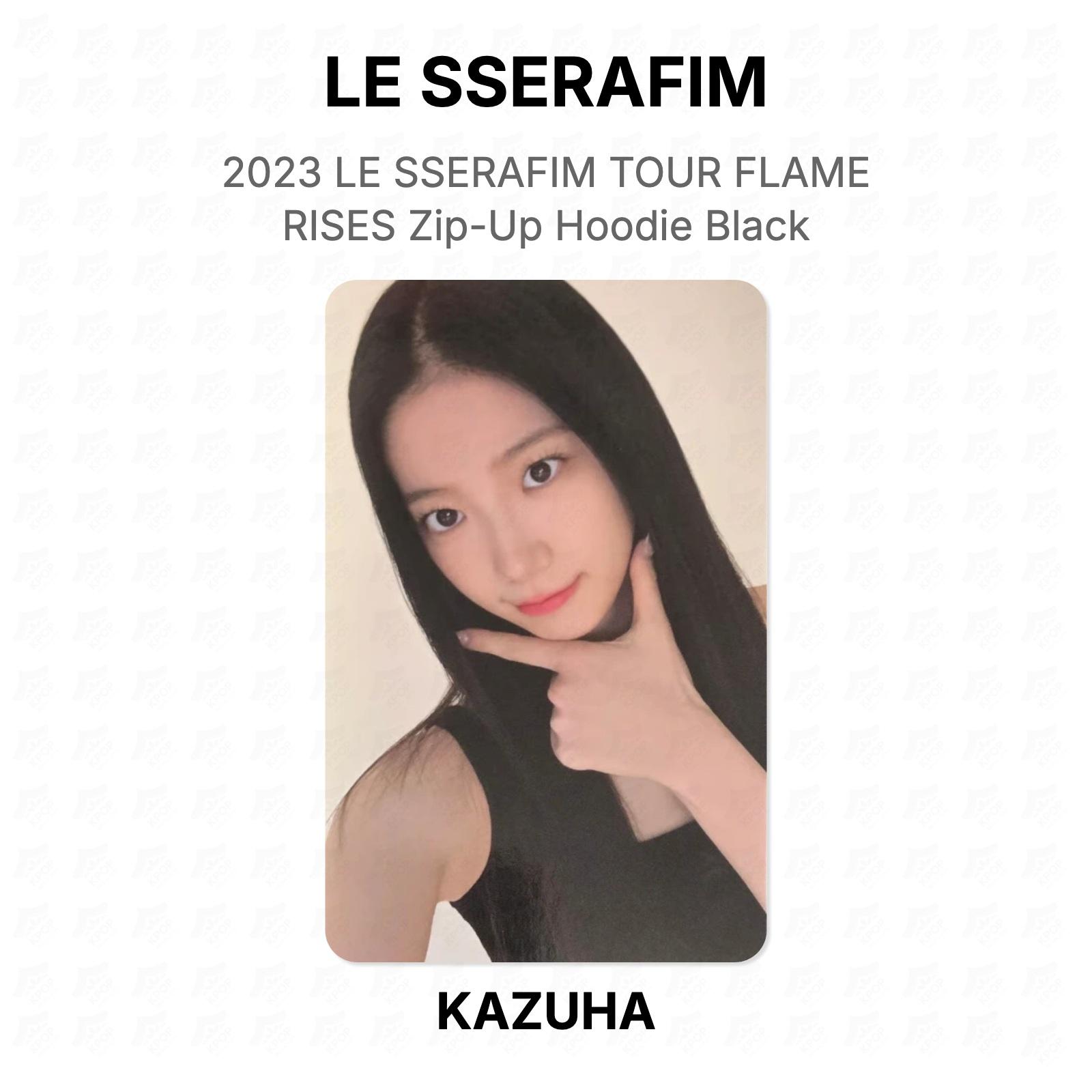 LE SSERAFIM 2023 LE SSERAFIM TOUR FLAME RISES Zip-Up Hoodie Black Official Photocard KAZUHA