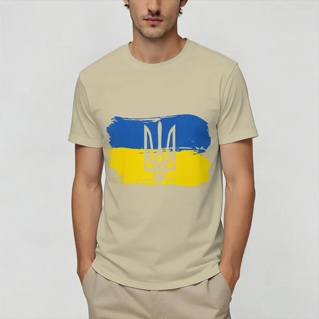 Ukraine Ukrainian Flag T Shirt for Unisex Cotton Funny TShirt O Neck Tees Short Sleeve Clothes Big Size