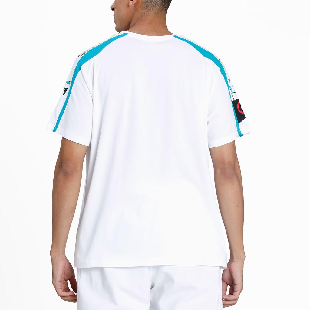 PUMA Geometric Pattern Printed Cotton Short Sleeve T-Shirt Men Tops White 598887-02
