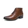 Men's Korean Style Mid-Calf High Heel Leather Boots - Pointed Toe Hairstylist Business Shoes