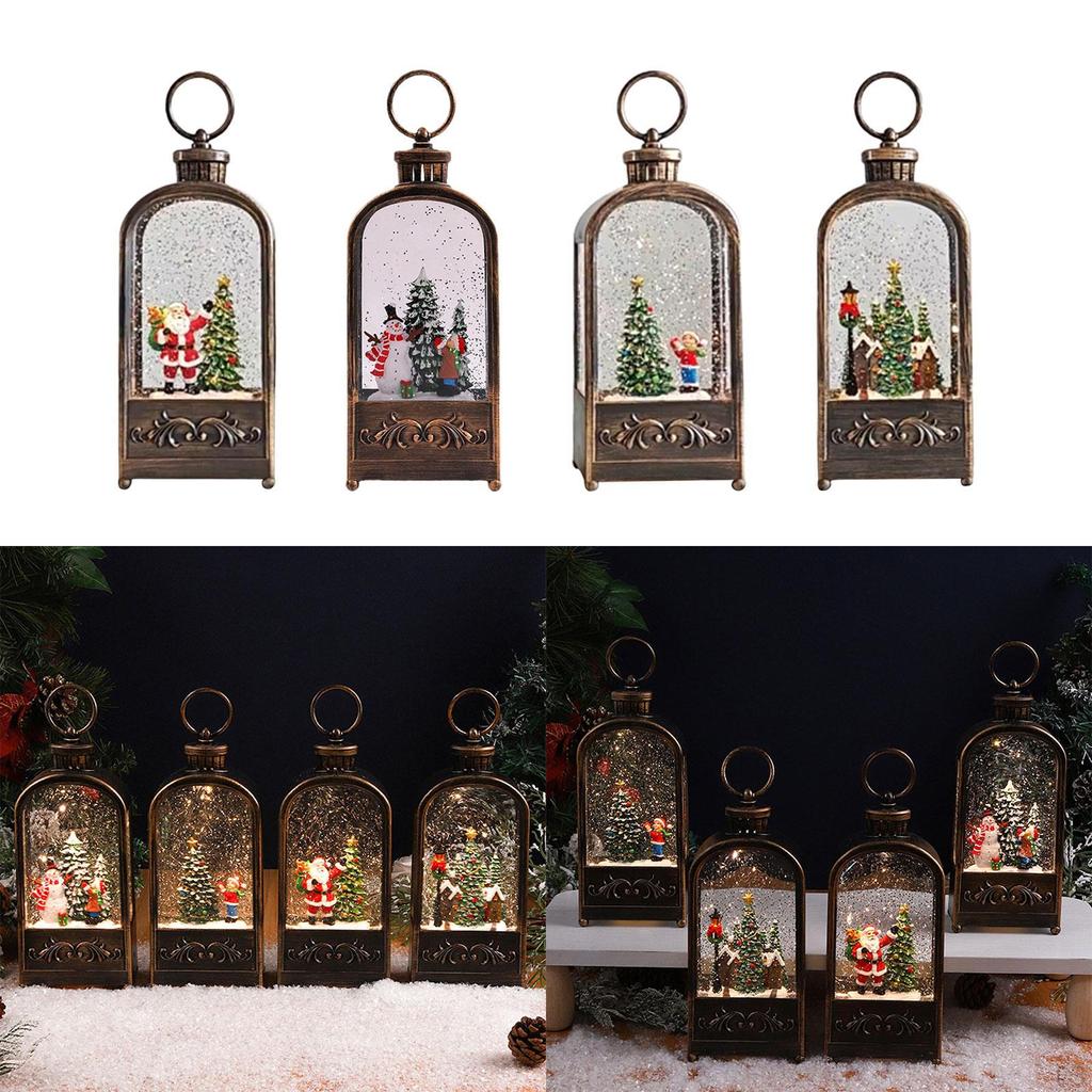 Christmas Music Box Fireplace Lantern Gift Nightlight Xmas Decor for Indoor Outdoor