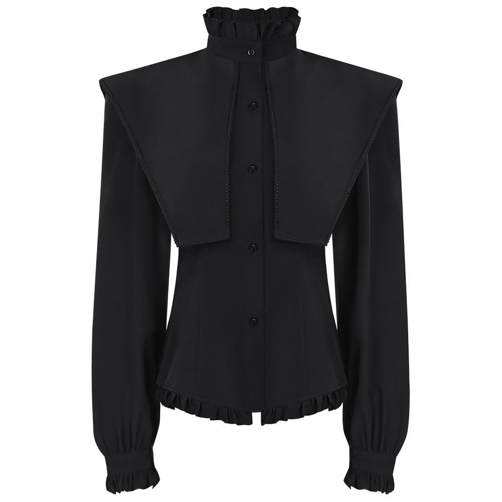 Викторианская готическая льняная рубашка для мужчин и женщин, подходящая для театра S чёрный