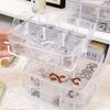 3-Tier Stackable Organizer Box with 18 Compartments - Transparent Plastic Storage for Crafts, Toys, Jewelry & Supplies - Durable, Portable with Handle