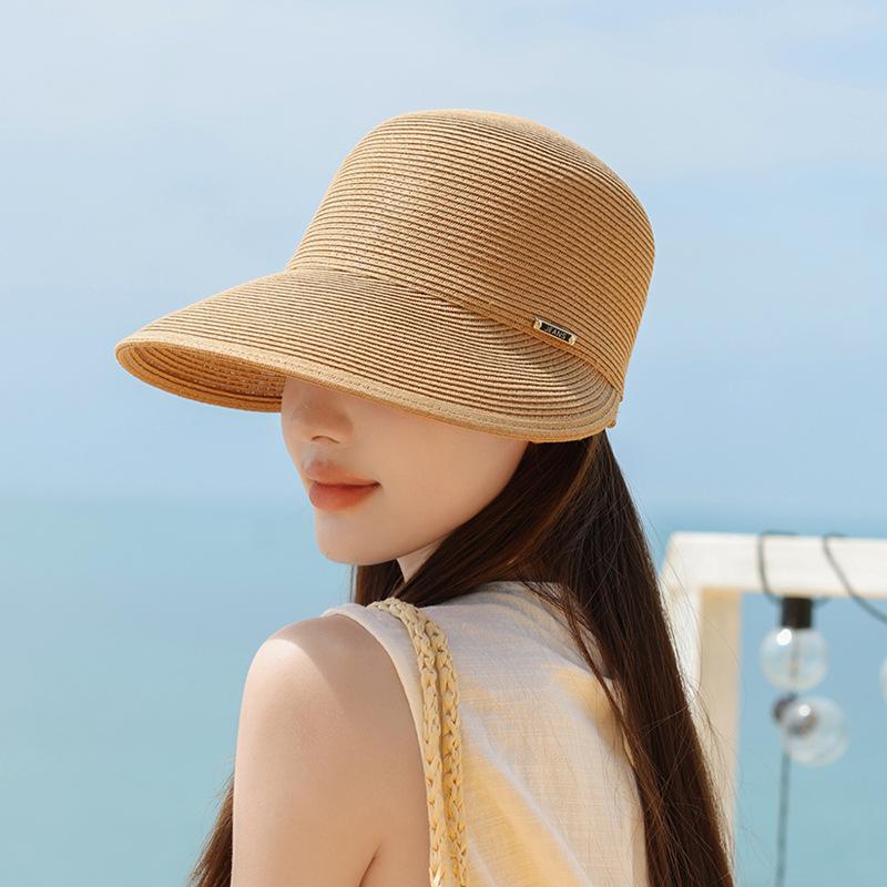 Chapeau d'été à larges bords tissé en paille, chapeau de soleil haut de gamme à la mode pour enfants, chapeau de soleil pour la plage au bord de la mer, voyage en plein air