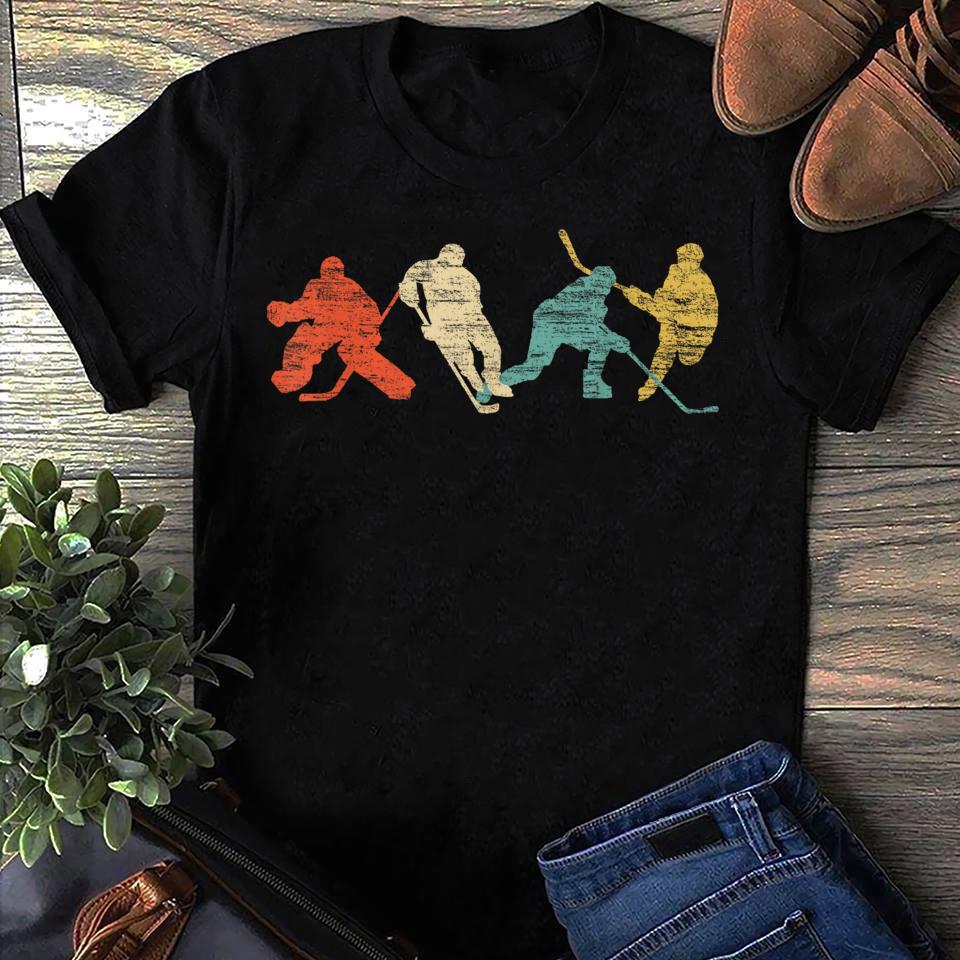 Classic Vintage Style Ice Hockey Player Hockey Team Women Men T Shirts S чёрный