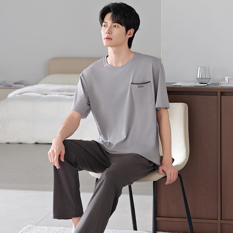 Dad pajamas men's summer thin short-sleeved shorts Modal cotton and silk loungewear summer fattened plus size set