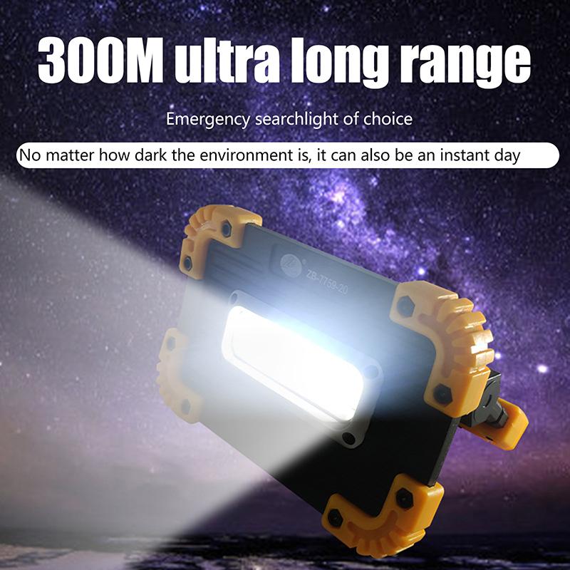Portable Led Flood Light 10W Spotlight 150Lm Bright Work Light Usb Rechargeable For Camping Emergency Lamp By 18650