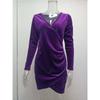 Women's elegant solid color long-sleeved V-neck sexy short dress clothes sale