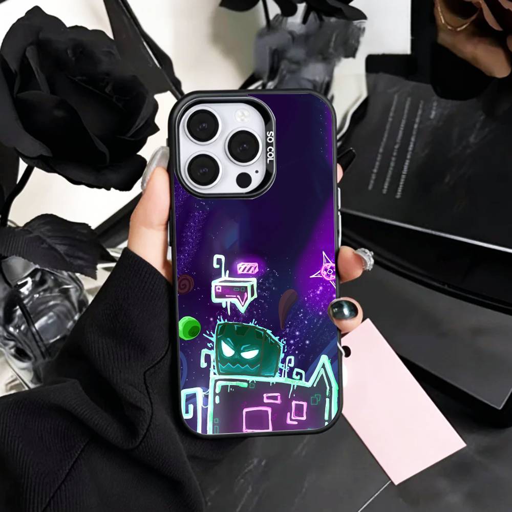 

cool G-Geometry D-Dash Game Phone Case For iPhone17,16,15,14,13,12,11 Plus,Pro Max Colored Silver Plated Inside Cover iPhone14