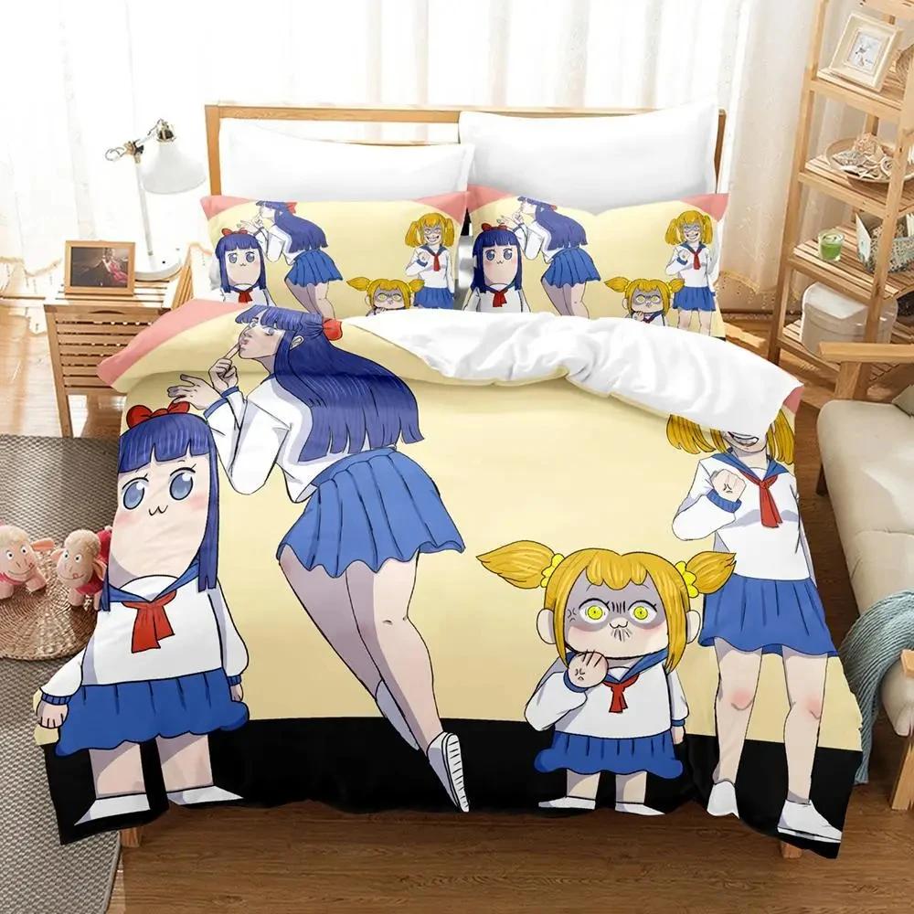 Anime Pop Team Epic Pipi Bedding Set Duvet Cover Bed Set Quilt Cover Pillowcase Comforter King Queen Size Boys Adult Bedding Set