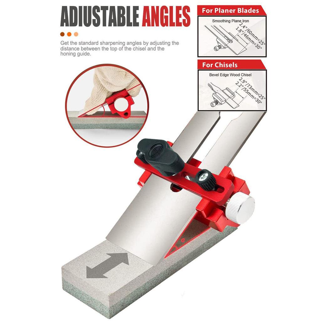 Stecheisen-Schärfvorrichtung mit oberen Verstärkungsschrauben, Stecheisen-Schärfset-Führung mit verlängerter Rollenführung, passend für Stecheisen